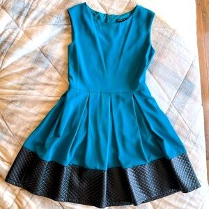 Size 6 blue and black fit and flare dress
